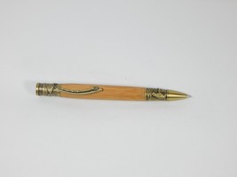 Hand Turned Fly Fishing Gift Antique Brass Finish Twist Pen Bamboo Wood Handmade - £46.85 GBP
