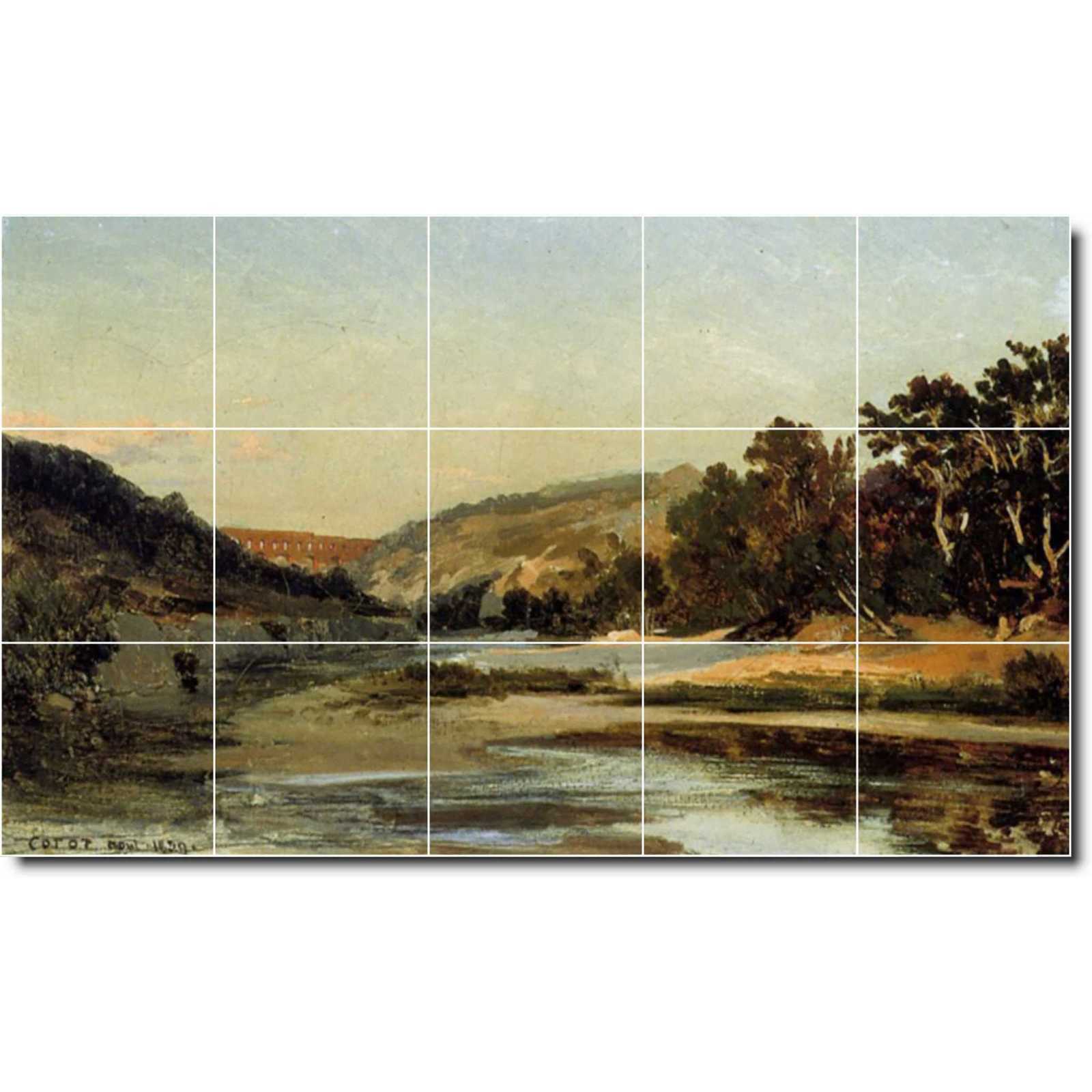 Corot jean the aqueduct in the valley