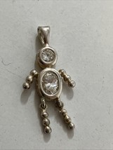 Sterling Silver 925 Charm Pendant Birthstone Baby Boy April Diamond Glas... - $19.75