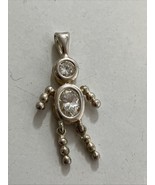 Sterling Silver 925 Charm Pendant Birthstone Baby Boy April Diamond Glas... - $367.41 MXN