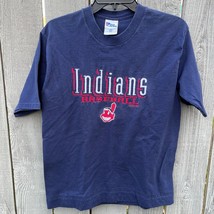 Cleveland Indians Youth 18-20 Blue S/S Pro Player T-Shirt MLB Chief Wahoo 1998 - $19.79
