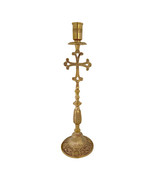13&quot; Solid Brass Greek Orthodox Crucifixion Design Engraved Candlestick 33cm - $1,238.47 MXN