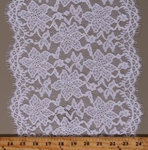 Double-Edge Scallop Floral White 10.5&quot; Wide Lace Trim Fabric by the Yard M407.11 - £3.18 GBP