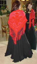 Red Vintage Velvet Gypsy Hip Scarf Bohemian or Shawl - $49.99