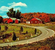 Vtg Chrome Postcard Brookton Maine ME Greetings From Red Barn Small Farm  - £3.08 GBP
