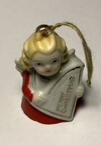 Vintage Ceramic Christmas Angel Bell Ornament Made in Japan Merry Christmas MCM - £9.58 GBP