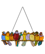 Multi Stained Glass Birds on a Wire Window Panel - €50,49 EUR