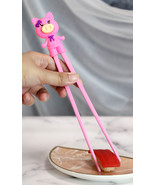 Pink Ribbon Miss Piggy Pig Reusable Training Chopsticks Set With Silicon... - $12.32 CAD