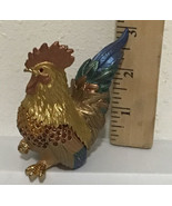 Vintage Rucinni Rooster Trinket Box w/ Swarovski Crystals Jeweled Hinged - $171.50