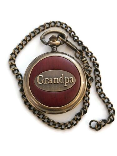 Grandpa Benrus Quartz Pocket Watch Bronze Tone With Chain Needs Repair - $36.38