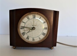 Vtg Westclox Sheraton S12-H Solid Mahogany Wood Electric Alarm Clock - £23.42 GBP