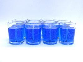 12 Blue Color Unscented Mineral Oil Based Candle Votives up to 25 Hour E... - $43.60