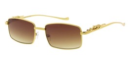 Dweebzilla Jaguar Classic Slim Rectangular Sleek Metal Luxury Sunglasses (Gold F - £12.49 GBP+