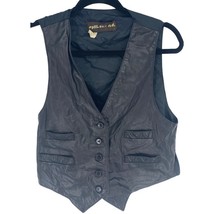 VTG SPLIT END women&#39;s leather vest black Small medium back western motor... - $16.35