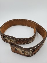 Tony Lama Leather Belt GLENDA 88774 Custom 30 Cowboy Western Tooled USA Made Vtg - £47.58 GBP