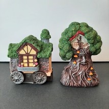 Fairy Garden Forest Figurine Enchanted Fairy Cottage Houses Set of 2 Home Decor - £8.01 GBP