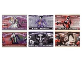 Harley Quinn The Joker Comic Print Collection 1 Ea Novelty Dollar Bill in Sleeve - £4.76 GBP