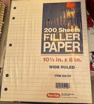 Vintage 1980s/1990s PEN-TAB Wide Ruled Filler Paper 200 Sheets - NEW - $9.89