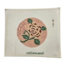 Cottonwood Hand-Painted Needlepoint Canvas Red Flower on Pink Round Shap... - $24.06