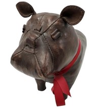 Vtg Dimitri Omersa Abercrombrie Leather Bulldog Dog London England Footstool image 2