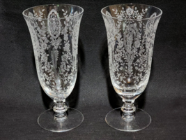 Vintage Tiffin-Franciscan June Night Iced Tea Etched Crystal Goblet - Set Of 2 - £30.34 GBP