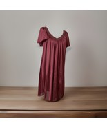 Vintage Nightgown Nylon Originals by Elana Maroon Silky Lace V Neck Wome... - $24.53 CAD