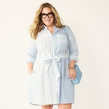 Croft &amp; Barrow Mixed-Stripe Shirt Dress, Women&#39;s, Size: 2XL, Med Blue - £18.45 GBP