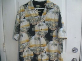 Jamaica Jaxx Hawaiian Type Short Sleeved Button Down Casual Shirt Sz L 100% Silk - £23.80 GBP