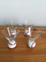 Vintage Circleware Homerun Baseball Set of 4 Cordial Vodka Glasses Used - £48.88 GBP