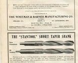 Diamond Twist Drills &amp; Stantool Short Taper Shank 1909 Magazine Ad  - $17.82