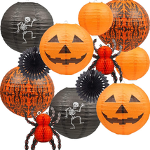 12Pcs Halloween Hanging Decorations Paper Lanterns, Jack-O&#39;-Lantern Spid... - $18.74