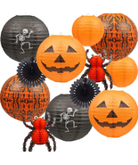 12Pcs Halloween Hanging Decorations Paper Lanterns, Jack-O&#39;-Lantern Spid... - $344.95 MXN
