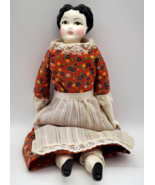 Vintage China Doll Shoulder Arms Legs Flat Top High Brow Cloth Body 12&quot; ... - £19.61 GBP