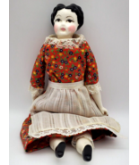 Vintage China Doll Shoulder Arms Legs Flat Top High Brow Cloth Body 12&quot; ... - £18.65 GBP