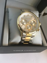 Vince Camuto Men&#39;s Silver Dial Two-Tone Stainless Steel Watch VC/1116TT NEW - $182.05