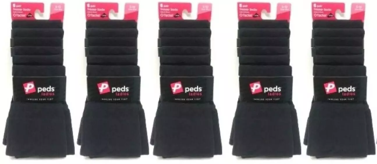 30 Pair Peds Ladies Trouser Socks Tactel Lycra Size 5-10 Black - BRAND N... - £31.61 GBP