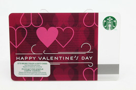 Starbucks Coffee 2013 Gift Card Happy Valentine&#39;s Day Hearts Pink Zero B... - £8.66 GBP