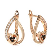 New 585 Rose Gold Heart Drop Earrings Unusual Creative Micro-wax Inlay Natural Z - £6.99 GBP