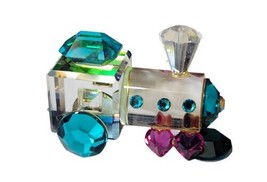 Cut Glass Crystal Miniature Colorful Train Engine - $15.99