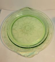 Green Uranium Round Cake Plate with Tab Handles Cameo Ballerina image 3