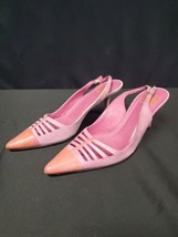 Coach Adria Suede Kitten Heels Slingback Mules Shoes Pink Orange Size 6.5 B - $32.68