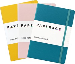 Yellow, Blush, And Turquoise Paperage Lined Journal Notebooks, 3, Hardco... - £26.50 GBP