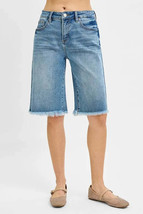 RISEN Tummy Control Mid Rise Fit Bermuda Denim Shorts - $64.73 CAD