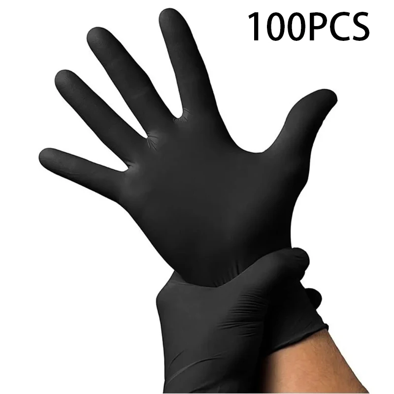 10/100 Pack Disposable Black Nitrile Gloves For Household Cleaning Work Safety T - £18.81 GBP