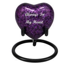 Purple Marbled Heart Keepsake Urn - Stand Option - £23.94 GBP