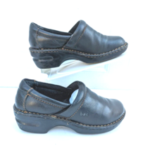 B.O.C. Peggy Black Leather Clogs SlipOn Shoes Soft Comfort BC3632 Size 3... - £23.85 GBP