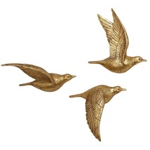 Deco 79 Resin Bird Metallic 3D Sculpted Floating Wall Decor, Set of 3 10&quot;,10&quot;,10 - £65.63 GBP