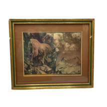 R H Palenske Estampe Vintage &quot;High Game&quot; Impression En Métal En Relief Encadrée - $50.27