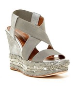 DONALD J PLINER TILISP LIGHT GRAY SILVER METALLIC ELASTIC WEDGE SANDAL T... - $64.68