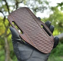 USA Pancake Sheath Fixed Blade Knife Case Brown Leather Knife Pouch Holster - $11.84